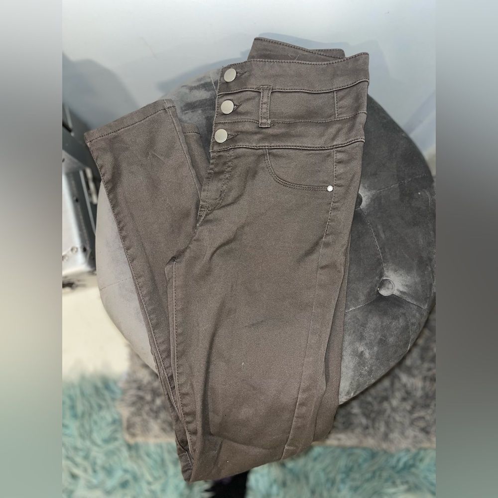 Brown high waisted skinny jeans size 0